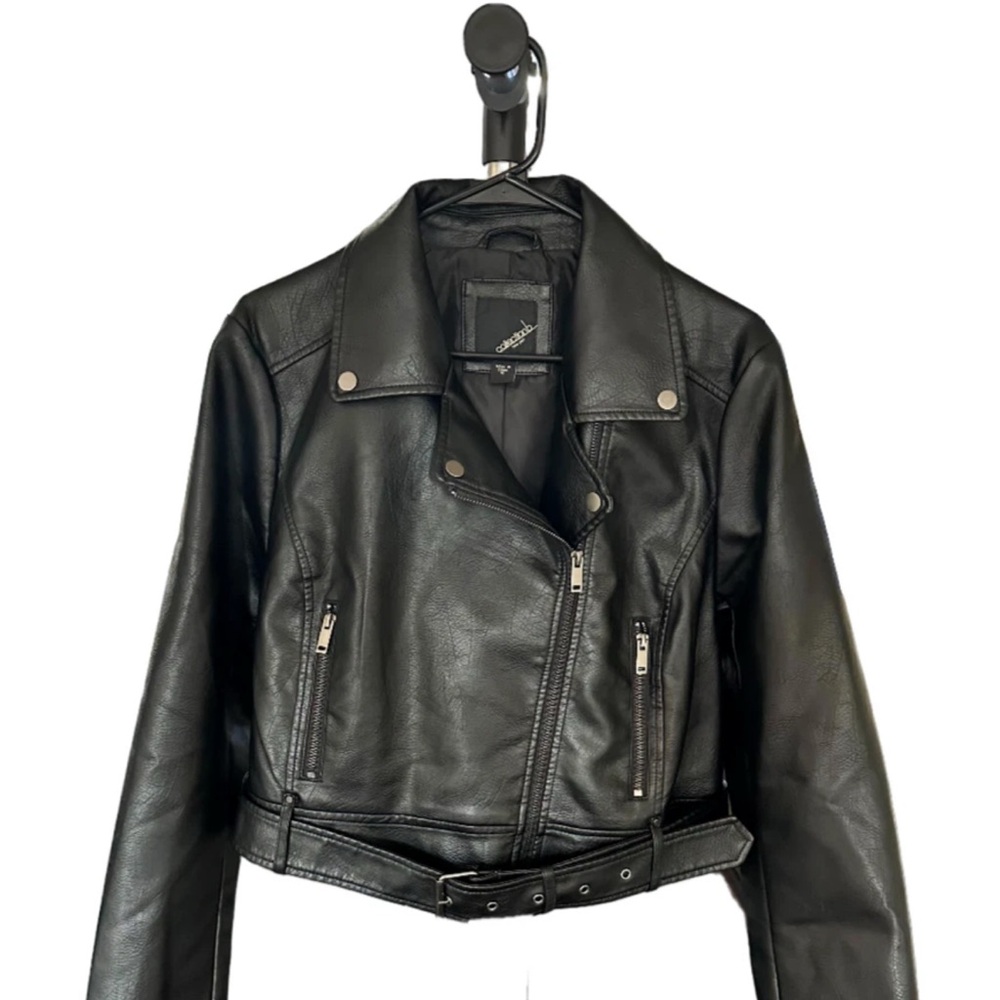 Collection B Women's Black faux Leather Jacket - Picture 2 of 3